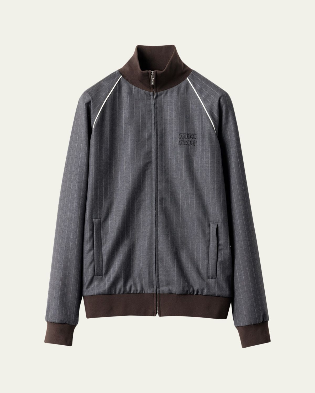 Miu Miu Pinstripe Zip-Up Jacket