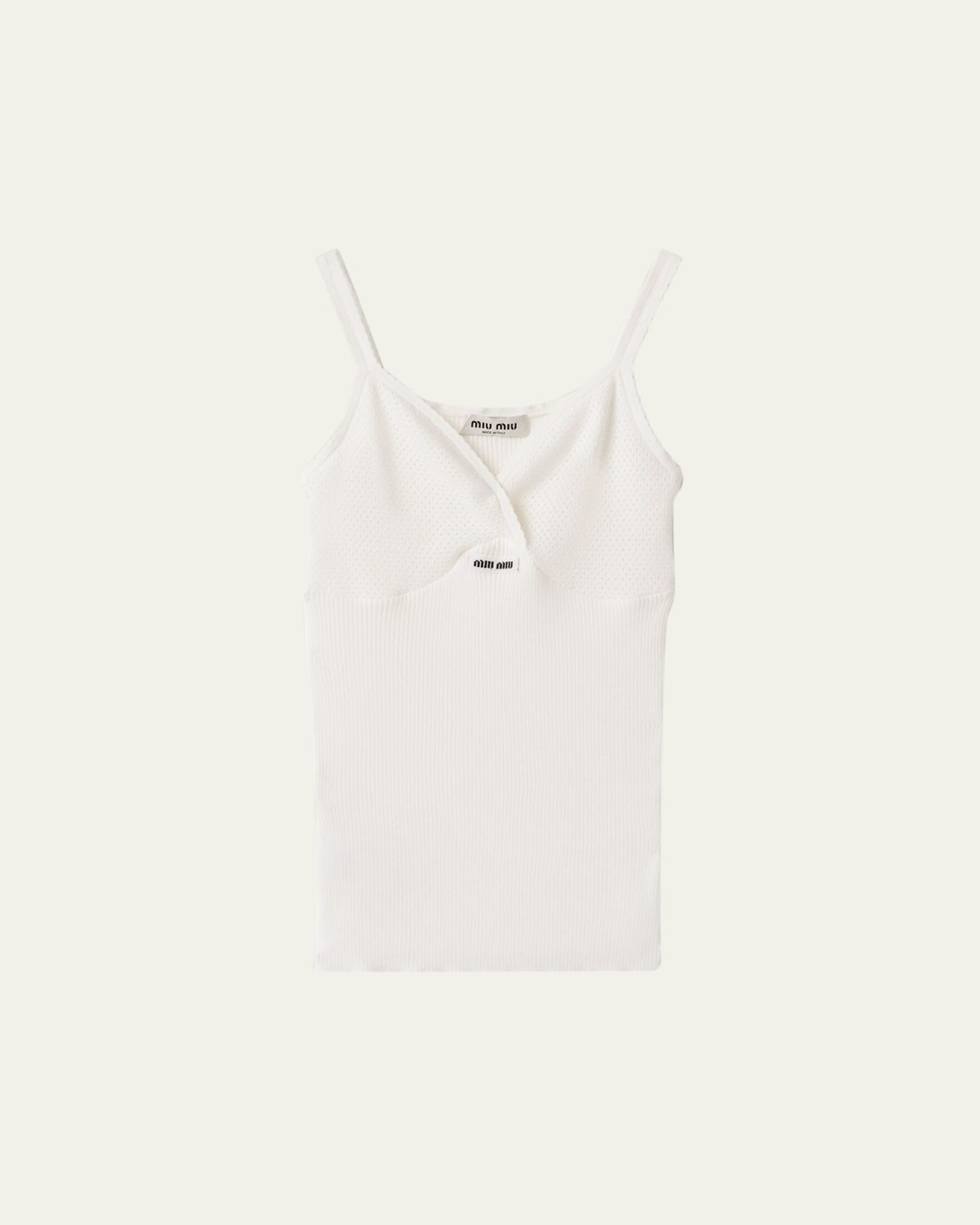 Miu Miu Pointelle V-Neck Tank Top