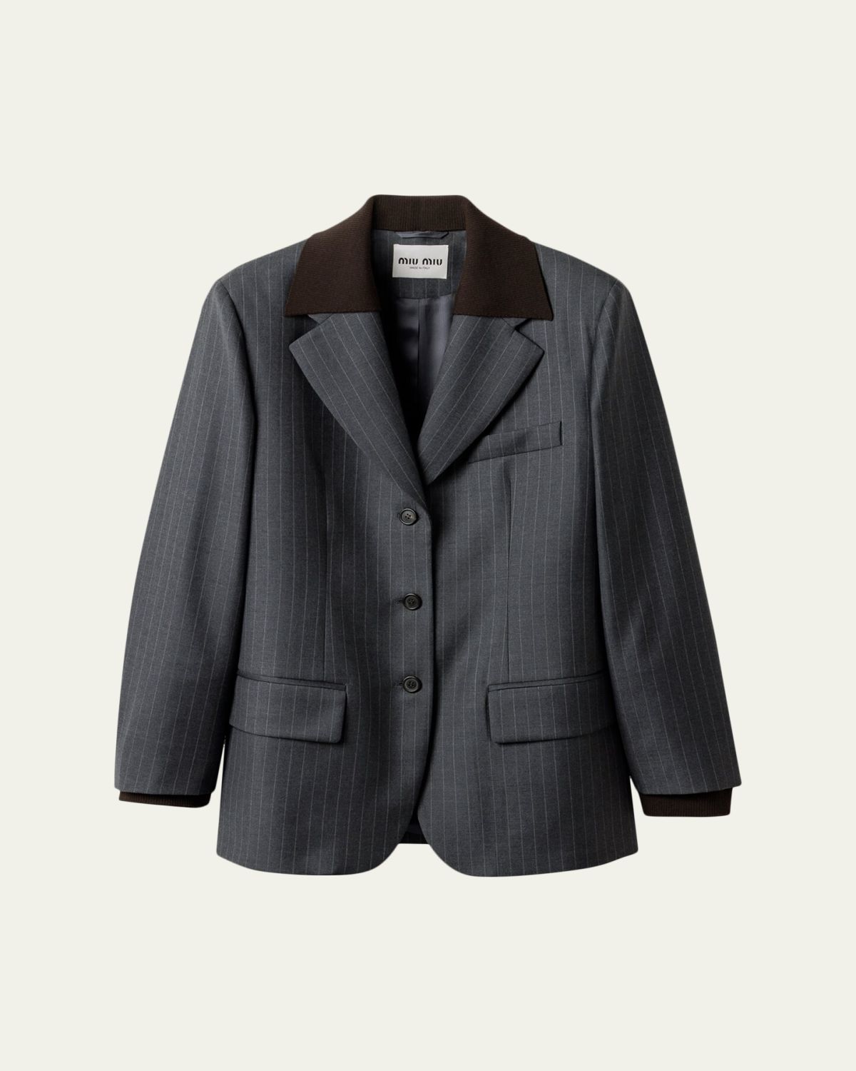 Miu Miu Pinstripe Single-Breasted Blazer Jacket