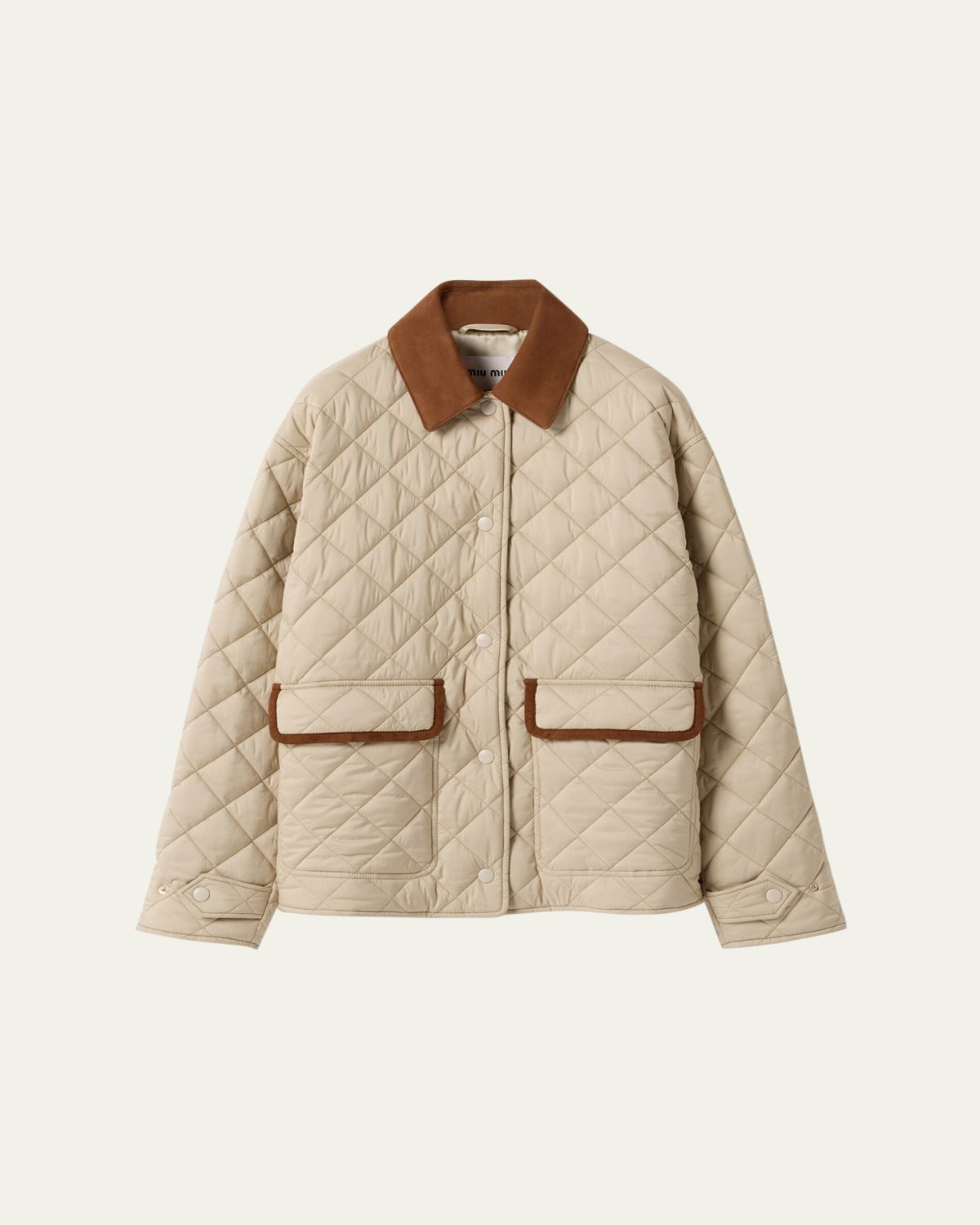 Miu Miu Suede-Trim Quilted Barn Jacket