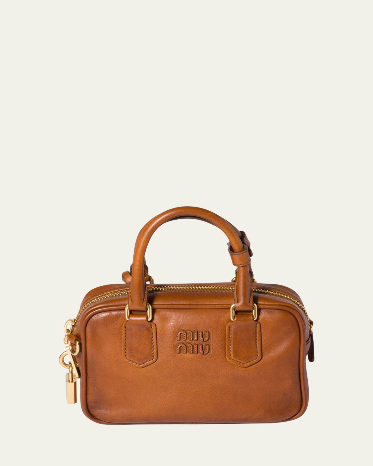 Miu Miu Arcadie Aged Leather Top-Handle Bag