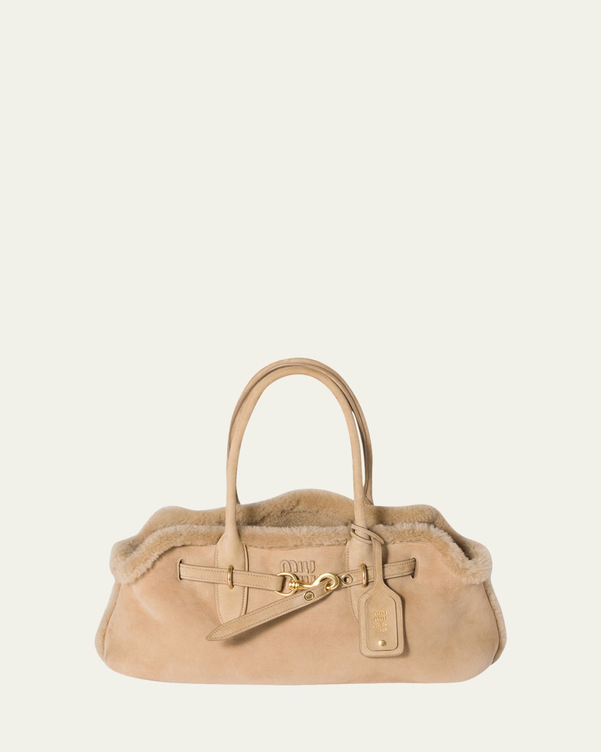 Miu Miu Aventure Belted Shearling Shoulder Bag