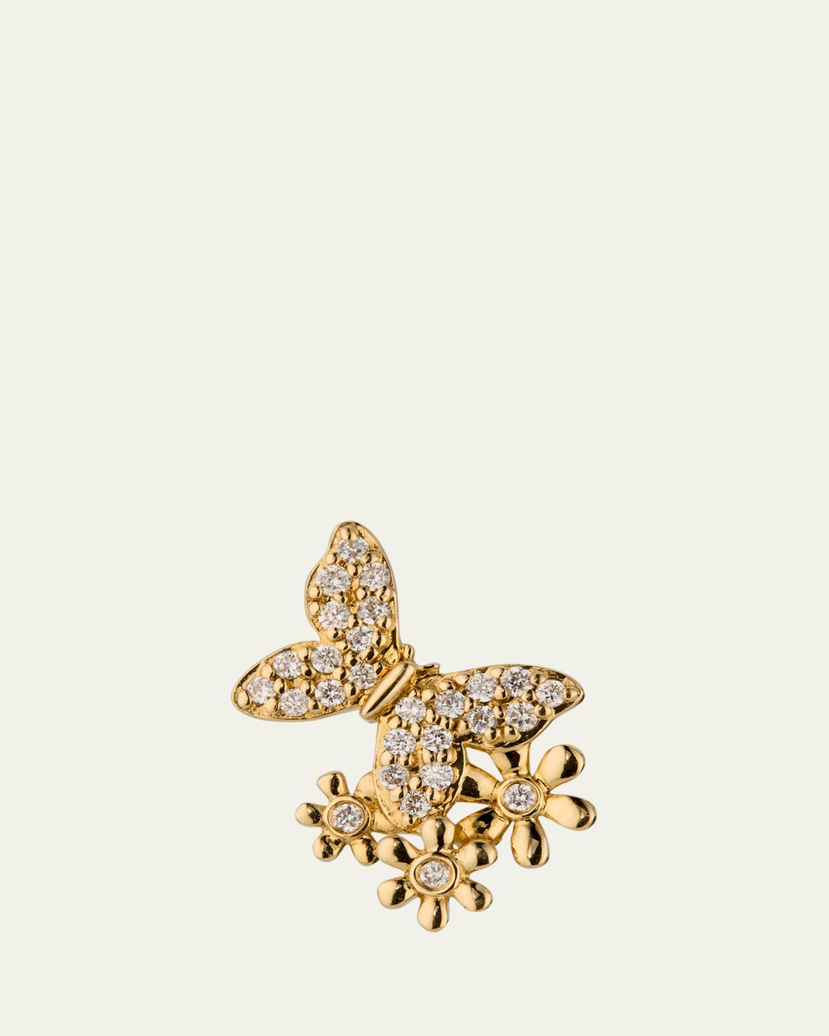 Sydney Evan 14K Butterfly Daisy Cluster Stud Earring, Single (Left)