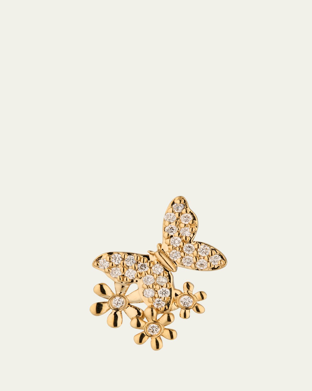 Sydney Evan 14K Butterfly Daisy Cluster Stud Earring, Single (Right)