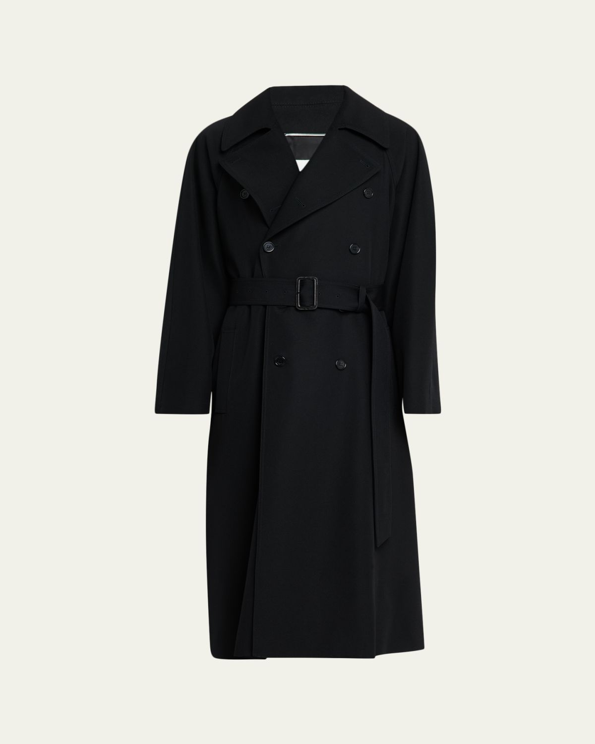 Saint Laurent Men's Grain de Poudre Belted Trench Coat