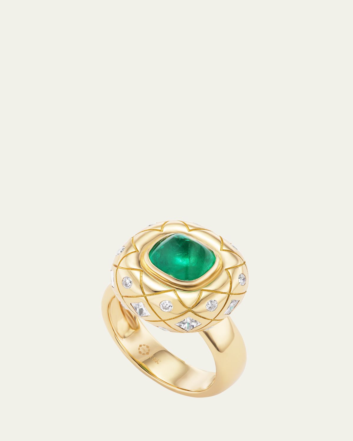 Orly Marcel One of a Kind Bliss Statement Ring with Emerald and Diamonds
