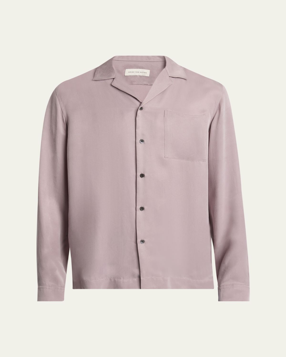 Dries Van Noten Men's Washed Cupro Notch-Collar Sport Shirt