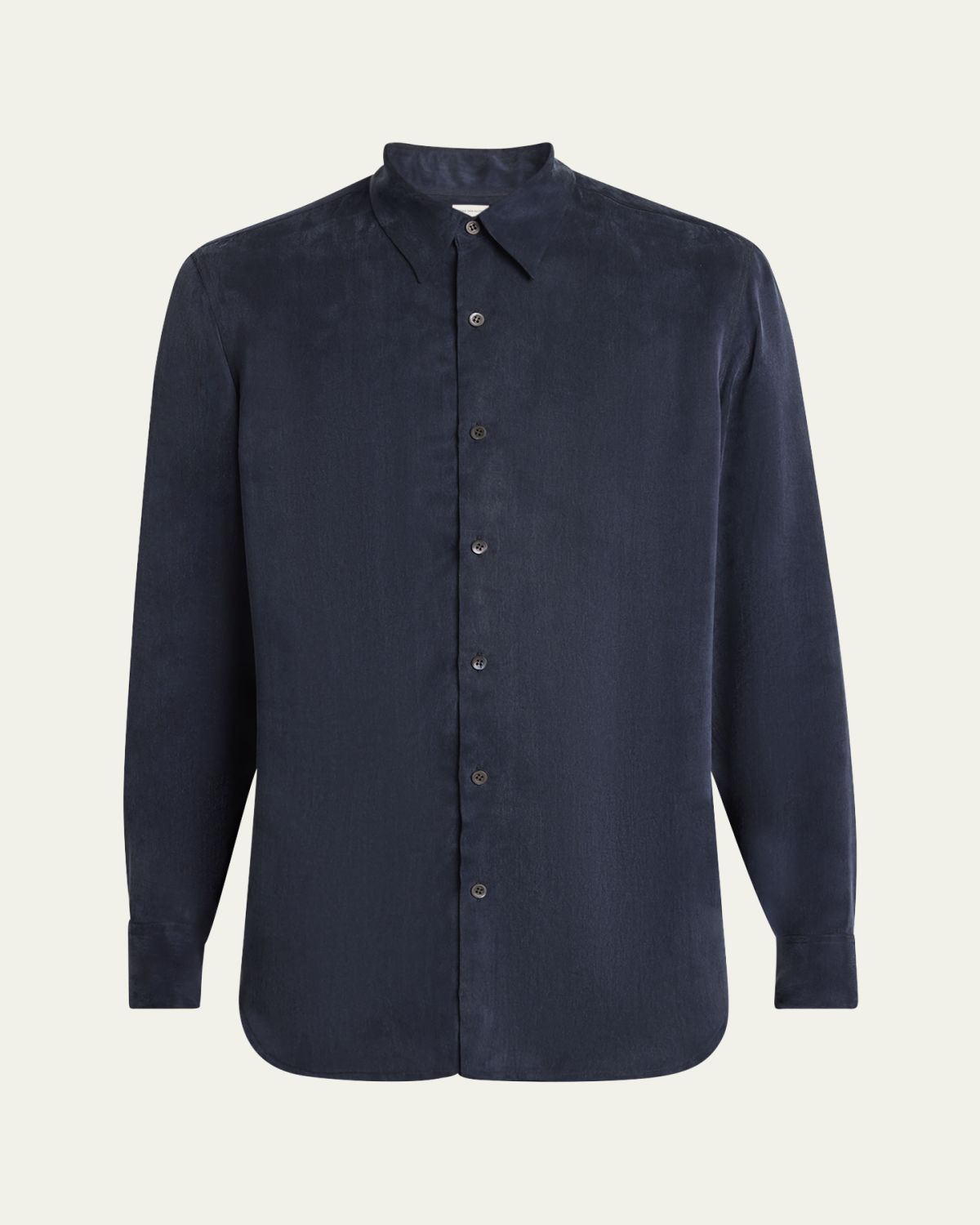 Dries Van Noten Men's Washed Cupro Point Collar Button-Down Shirt