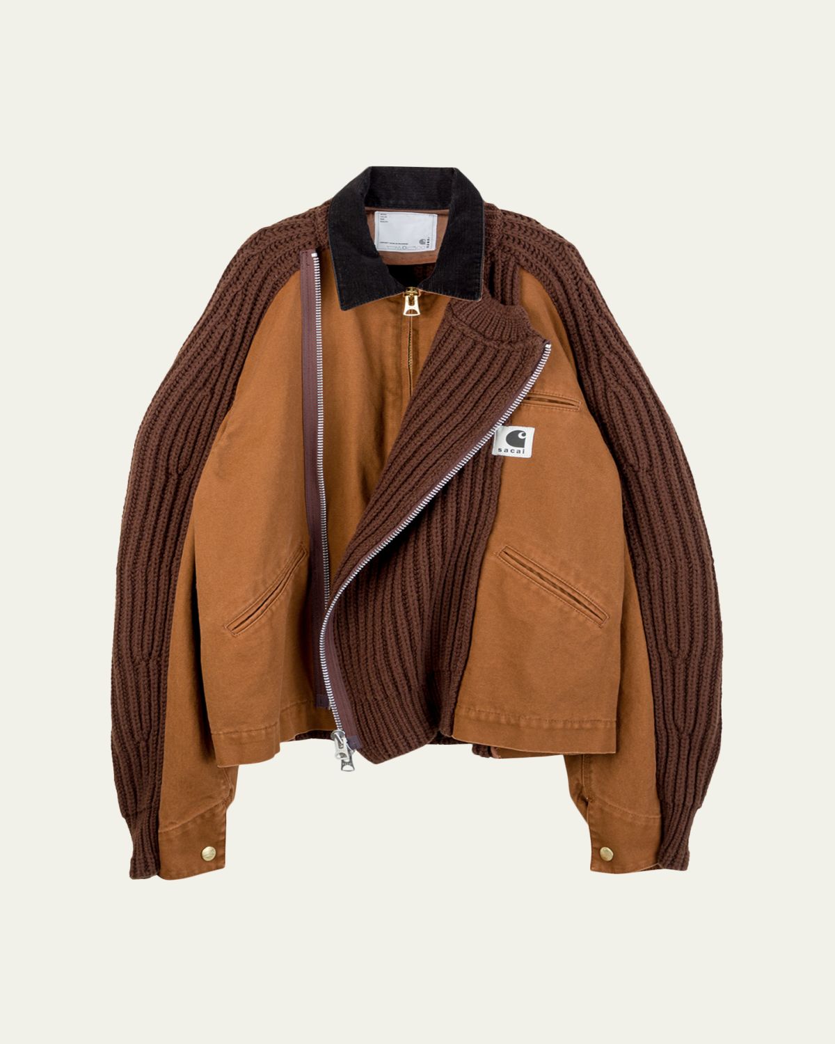 SACAI x CARHARTT WIP Men 's Washed Duck & Wool Knit Blouson Jacket