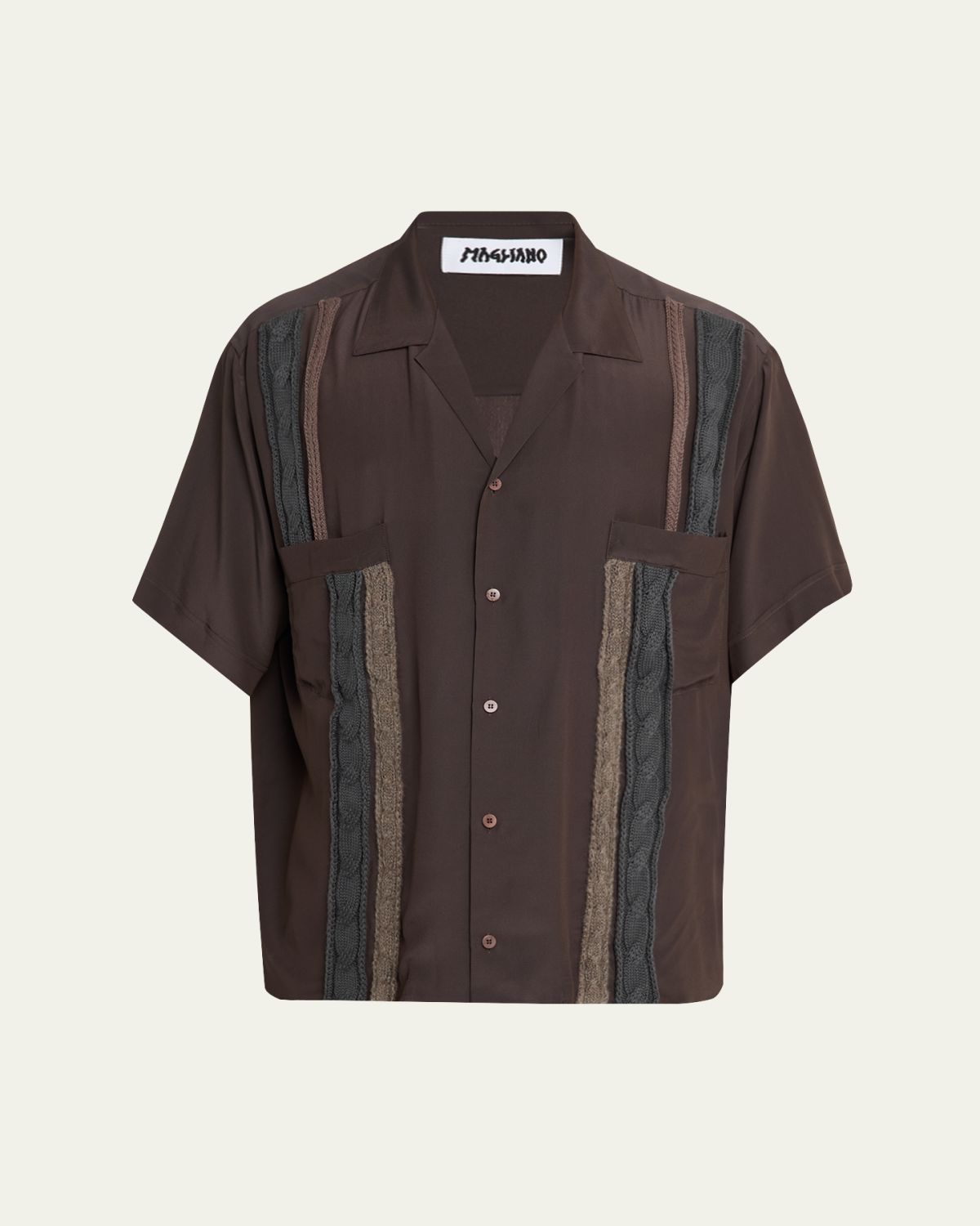 Magliano Men's Vertical Embroidered Short-Sleeve Shirt