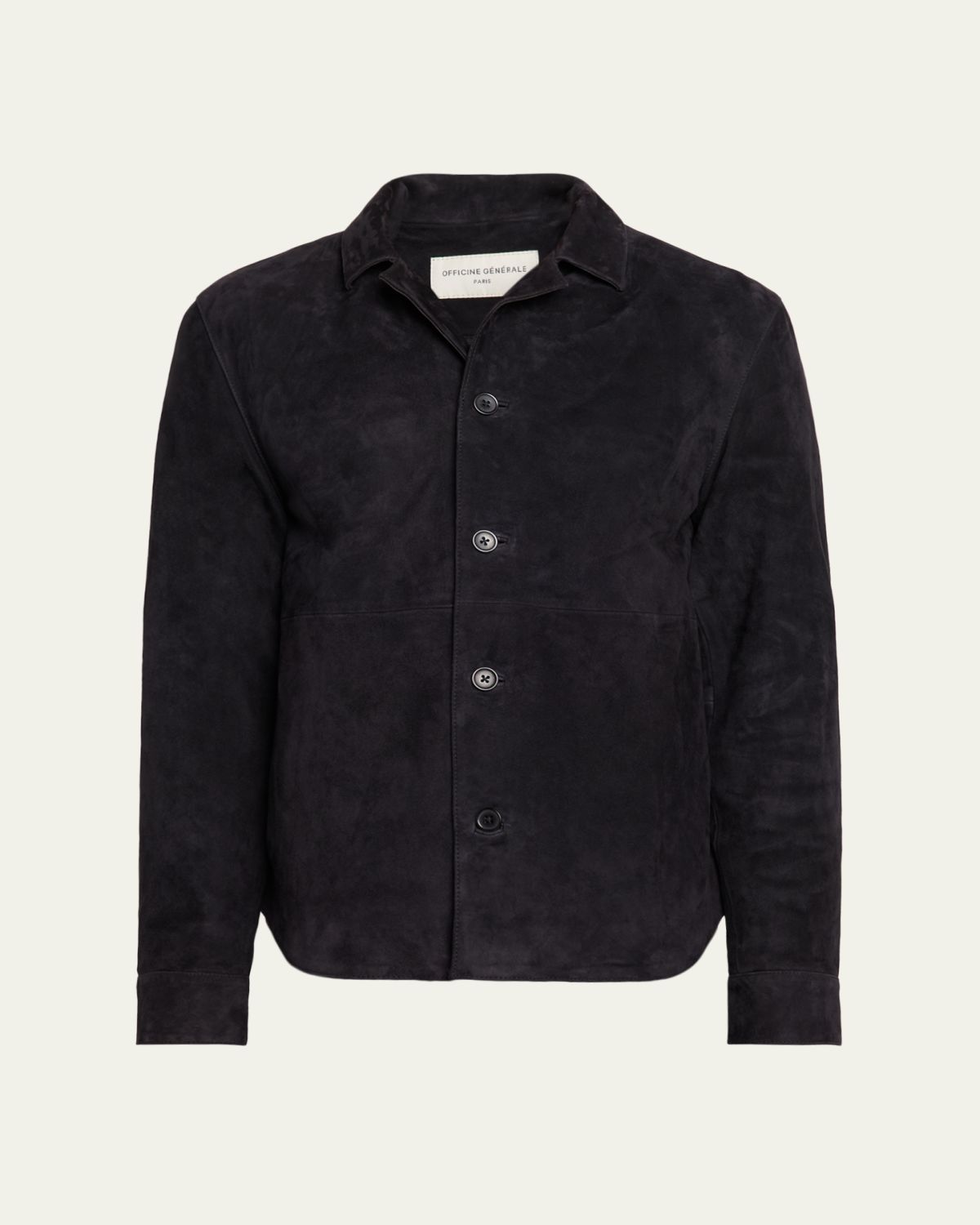 Officine Generale Men's Single-Breasted Suede Overshirt