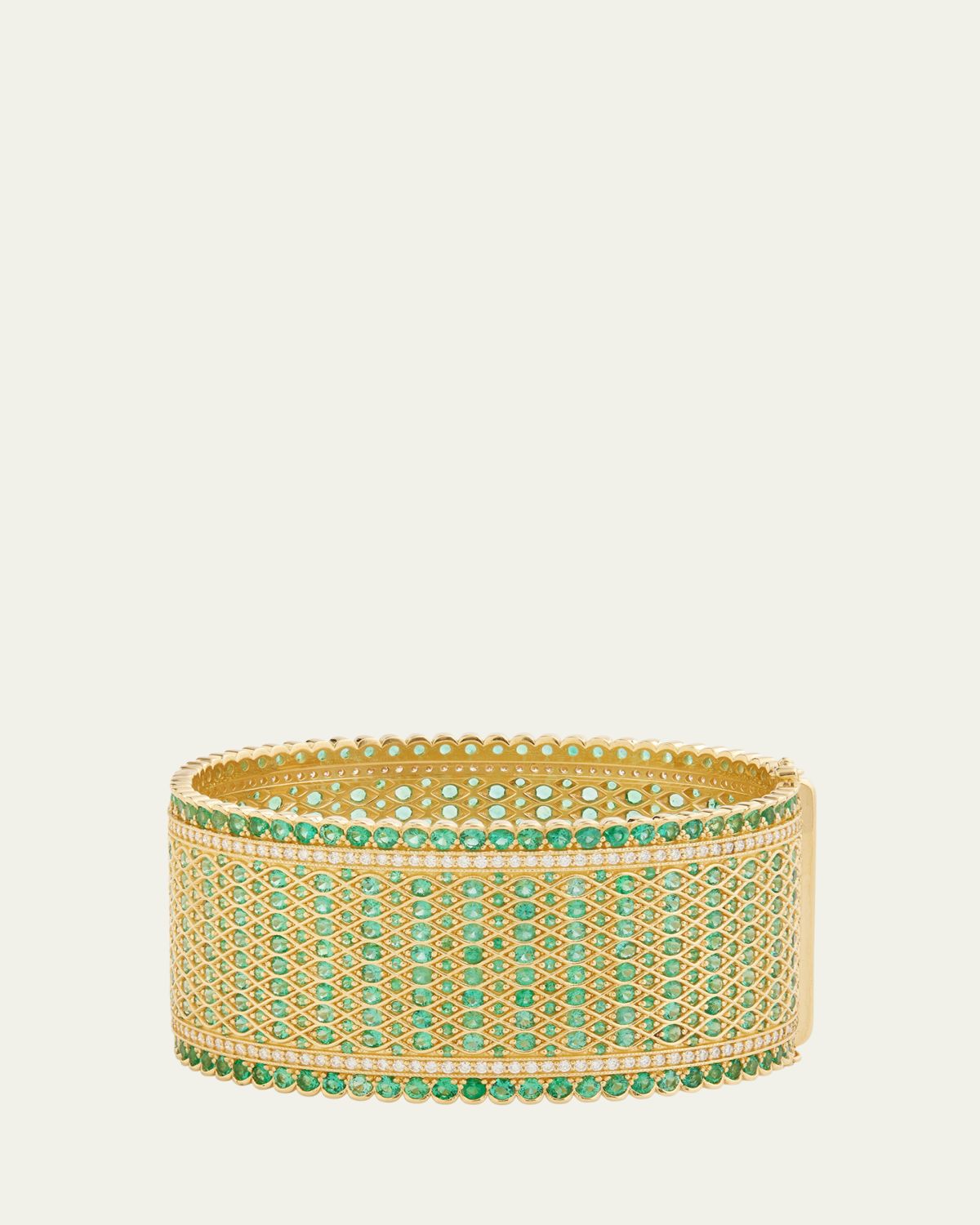 Jamie Wolf 18K Gold Woven Emerald & Diamond Bracelet