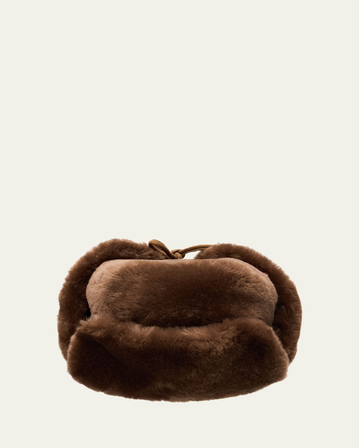 Pologeorgis Men's Shearling Trapper Hat with Leather Chin Strap