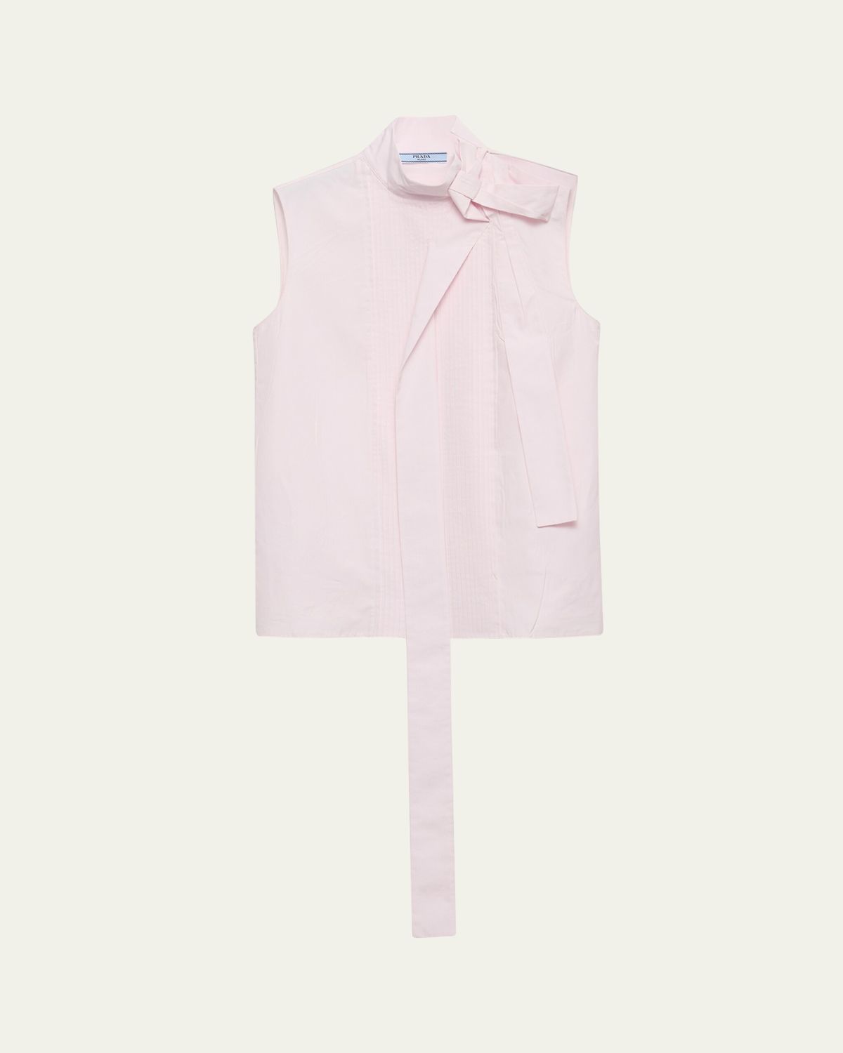 Prada Popeline Neck Tie Top