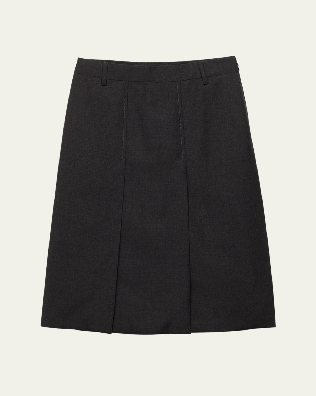 Prada Grisaglia Check Pleated Slit Skirt