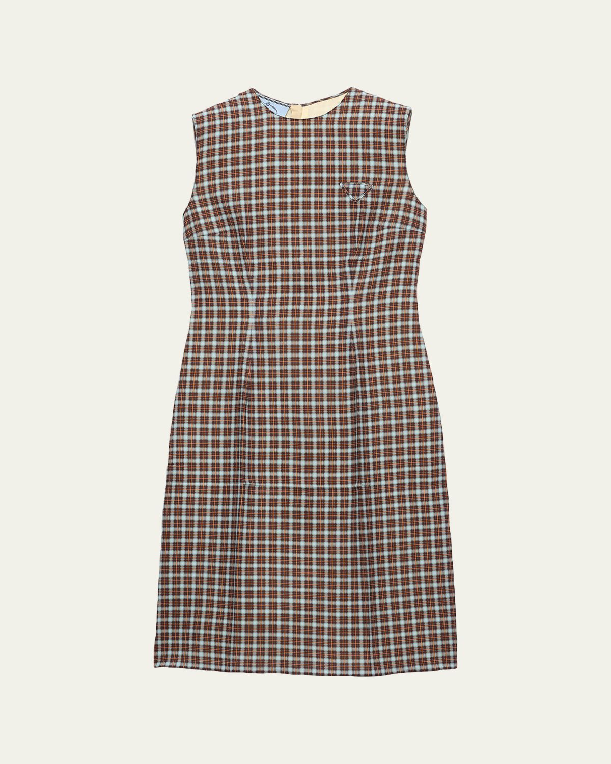 Prada Check Georgette Sleeveless Midi Dress