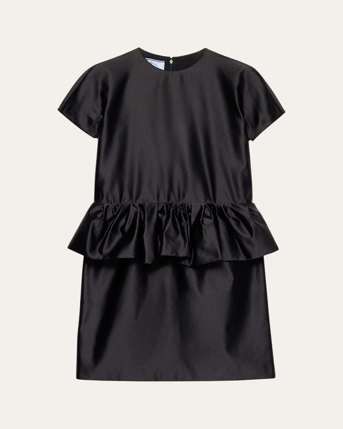 Prada Duchesse Silk Peplum Mini Dress