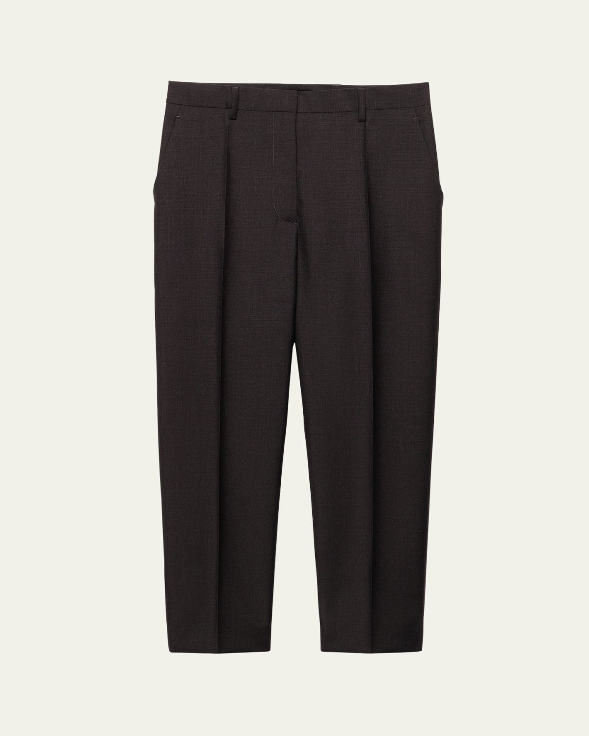 Prada Cropped Wool Check Tailored Pants