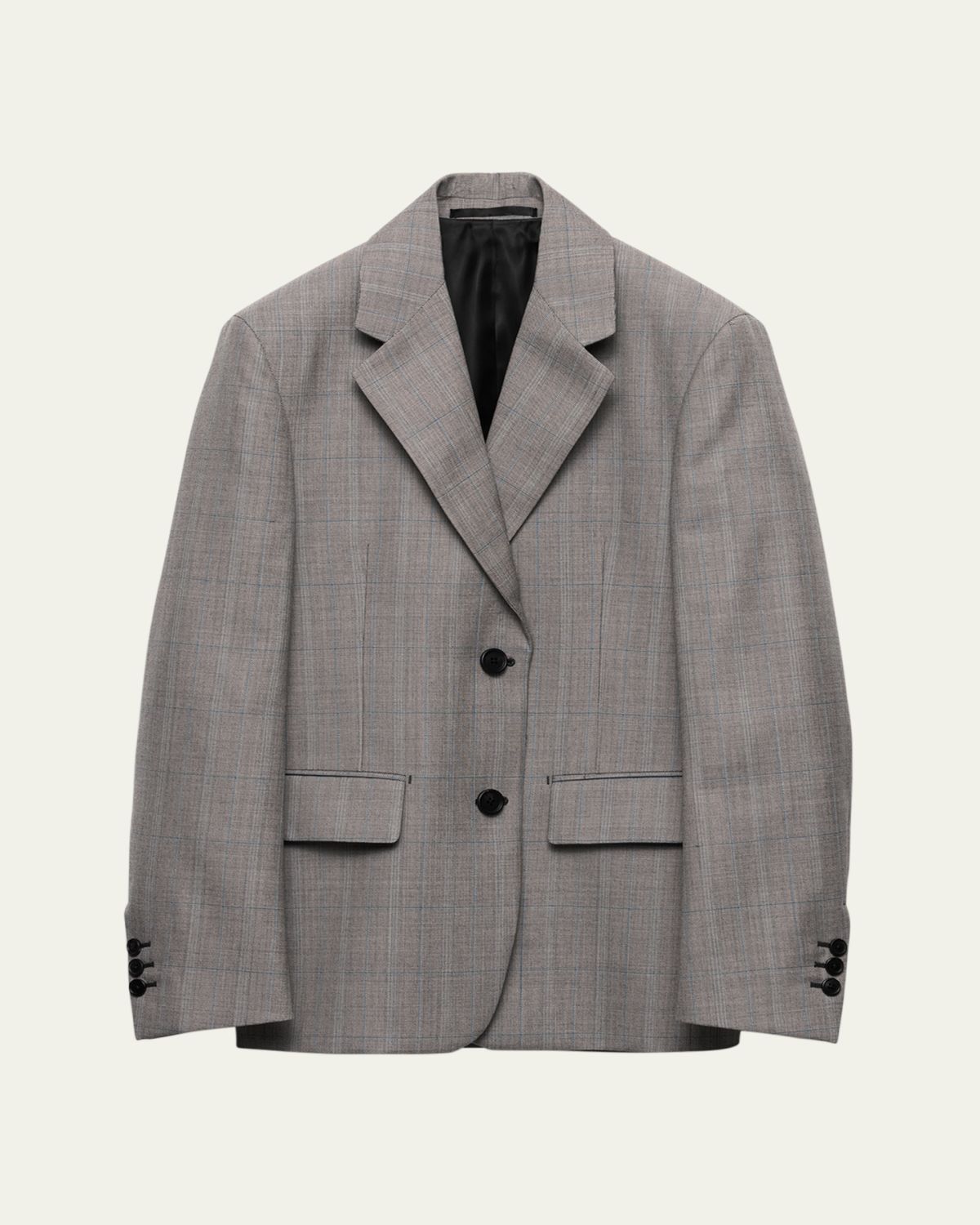 Prada Grisaglia Check Single-Breasted Blazer Jacket