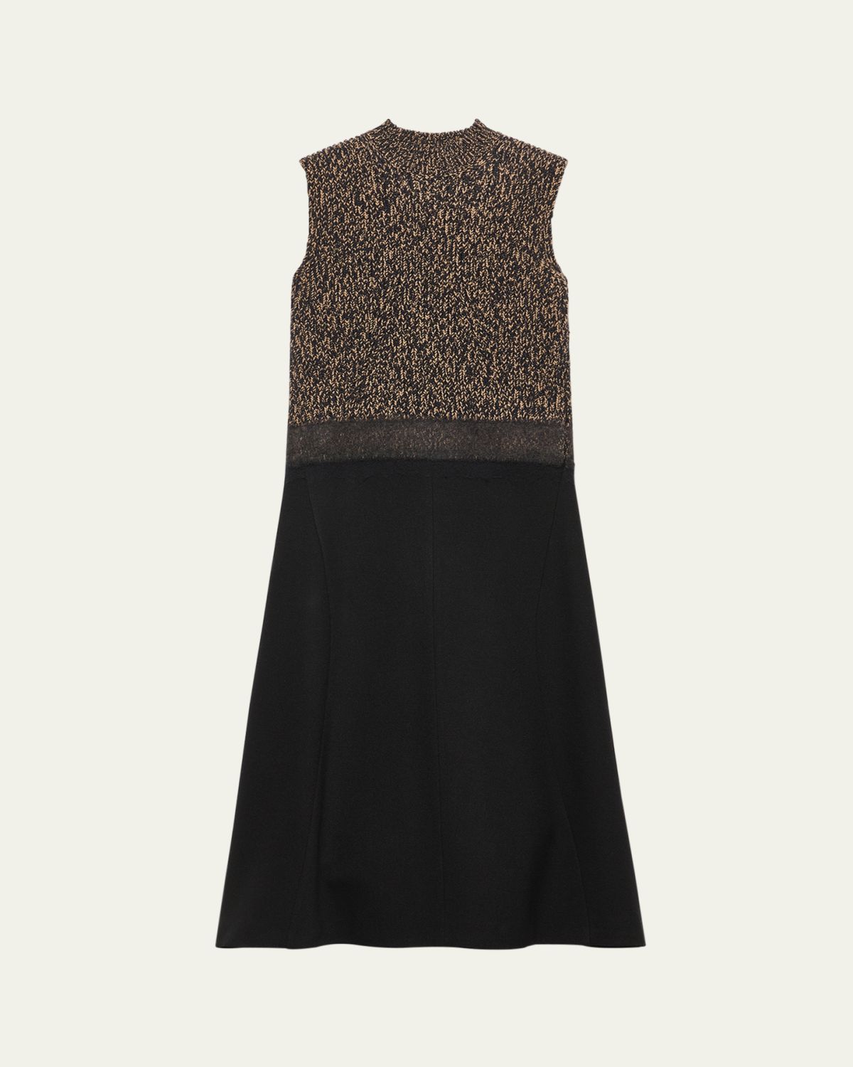 Prada Shetland Mouline Sleeveless Two-Tone Midi Dress