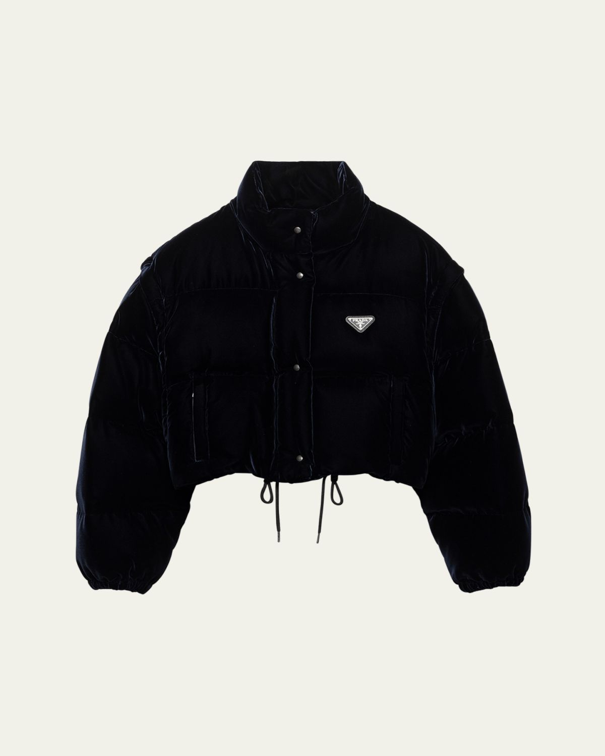 Prada Convertible Cropped Velvet Down Jacket