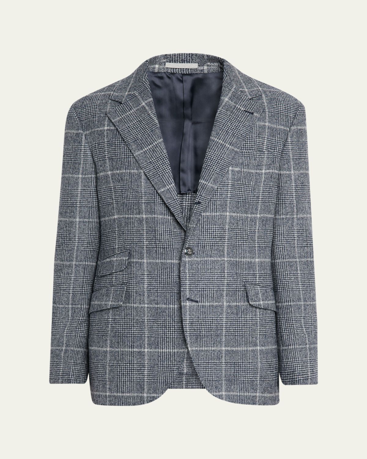 Brunello Cucinelli Men's Overplaid Metal-Button Sport Coat
