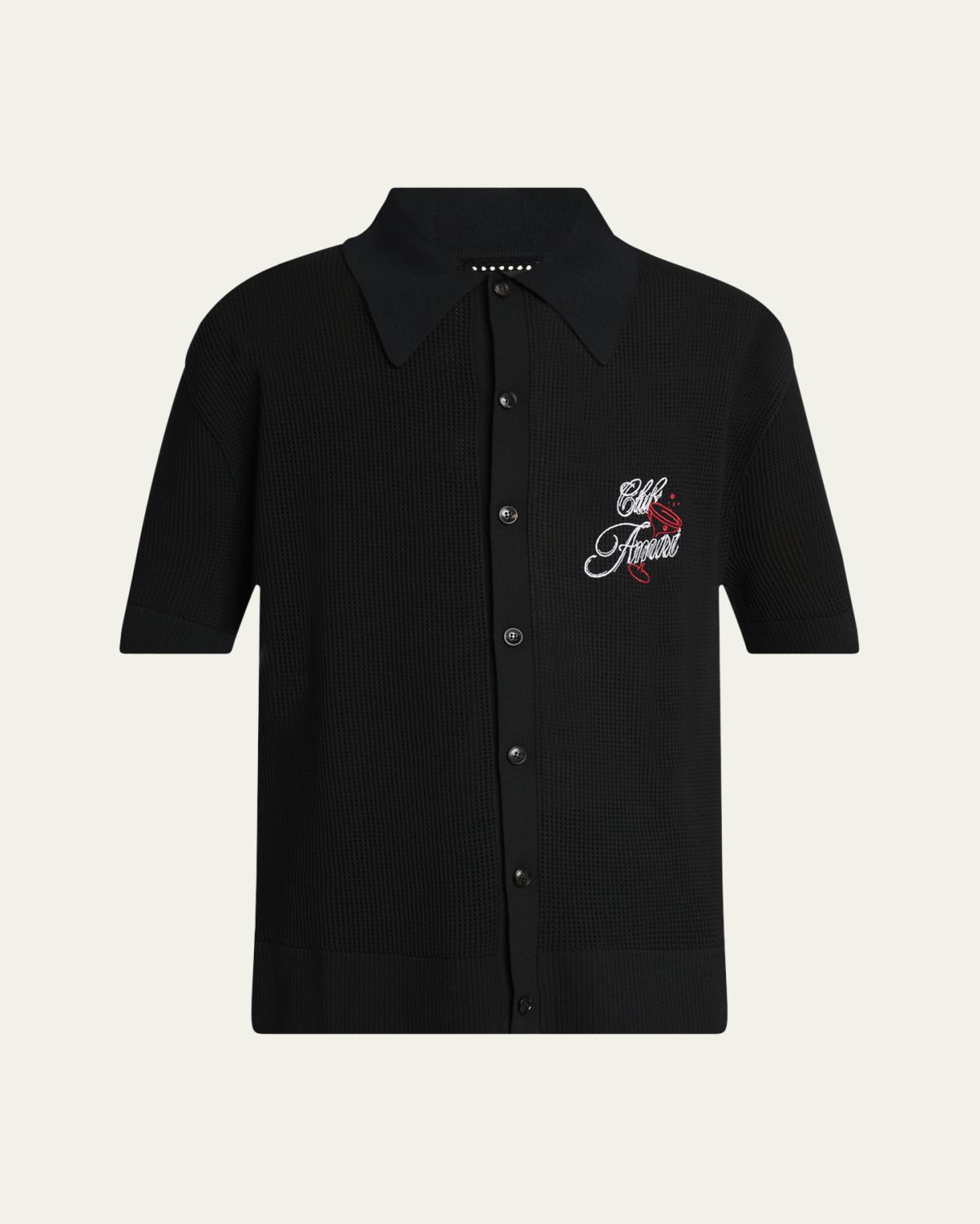 Amiri Men's Club Crochet Short-Sleeve Shirt