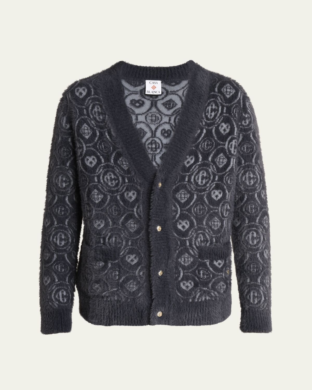 CASABLANCA Men 's Cotton Fluffy Monogram Cardigan
