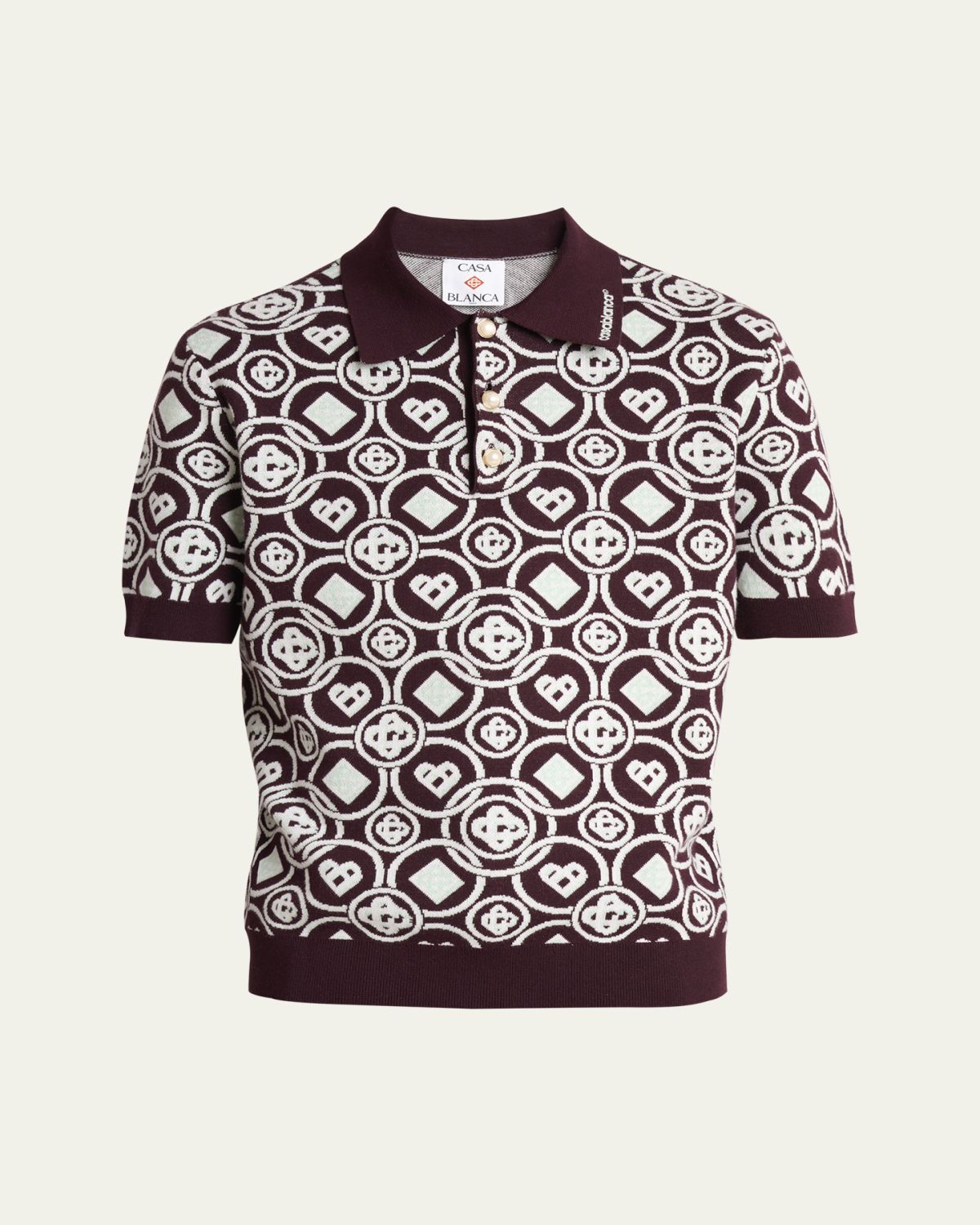 CASABLANCA Men 's Cotton Monogram Knit Polo Shirt