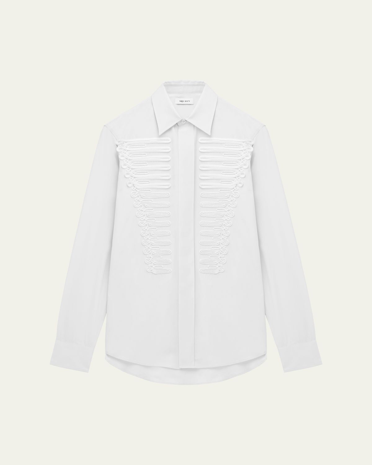 McQueen Men 's Poplin Embroidered-Front Formal Shirt