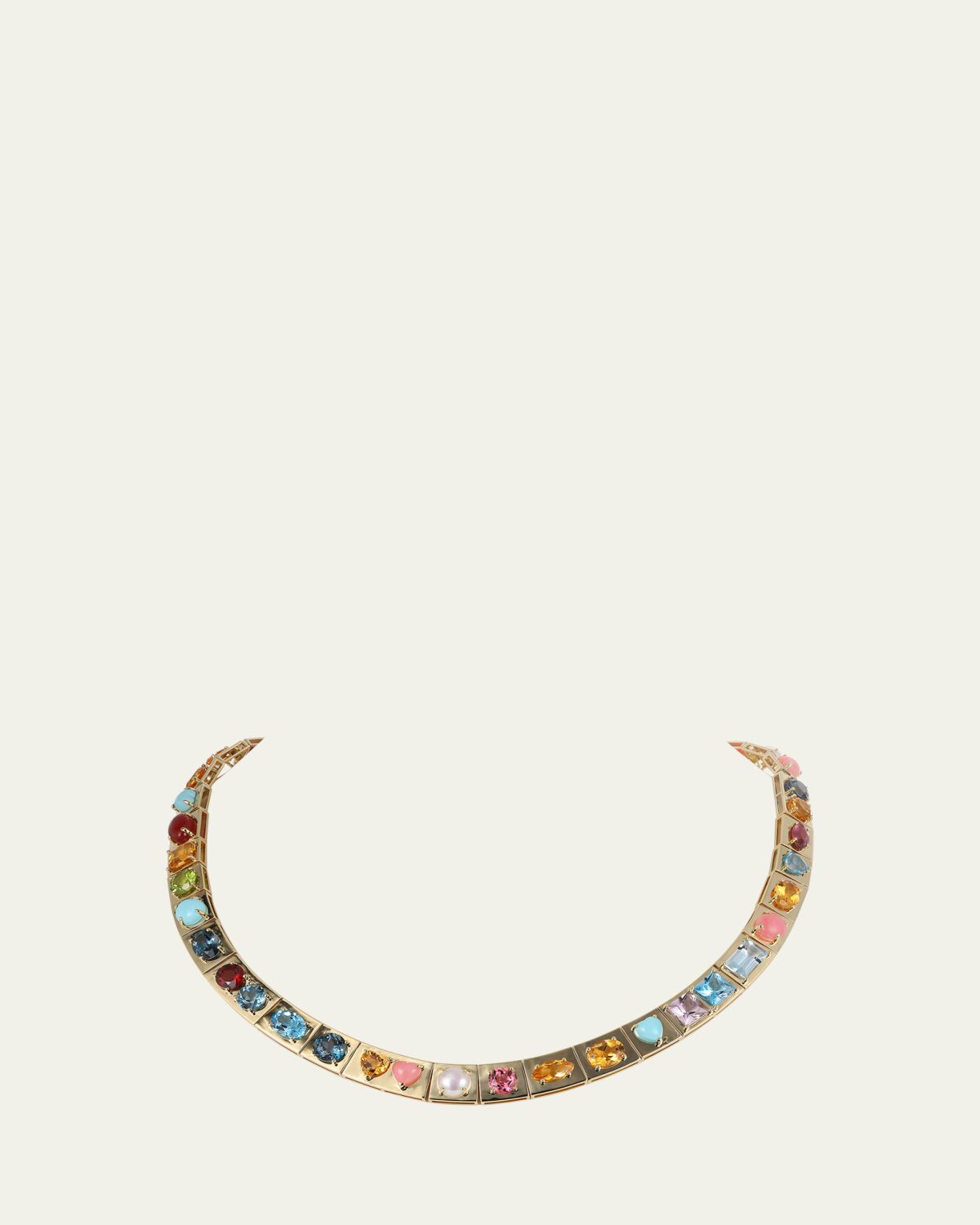 TYPE JEWELRY 14K Yellow Gold LEGGO XL Multi Stones Necklace, 16"L