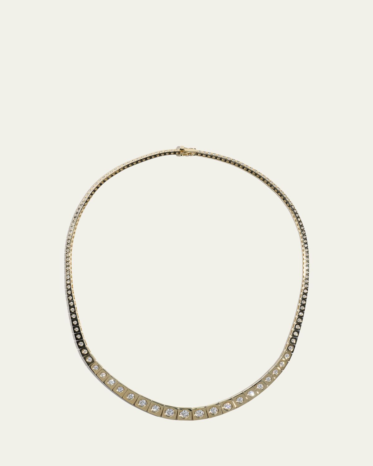 TYPE JEWELRY 14K Yellow Gold LEGGO Riviere Diamond Tennis Necklace, 15"L