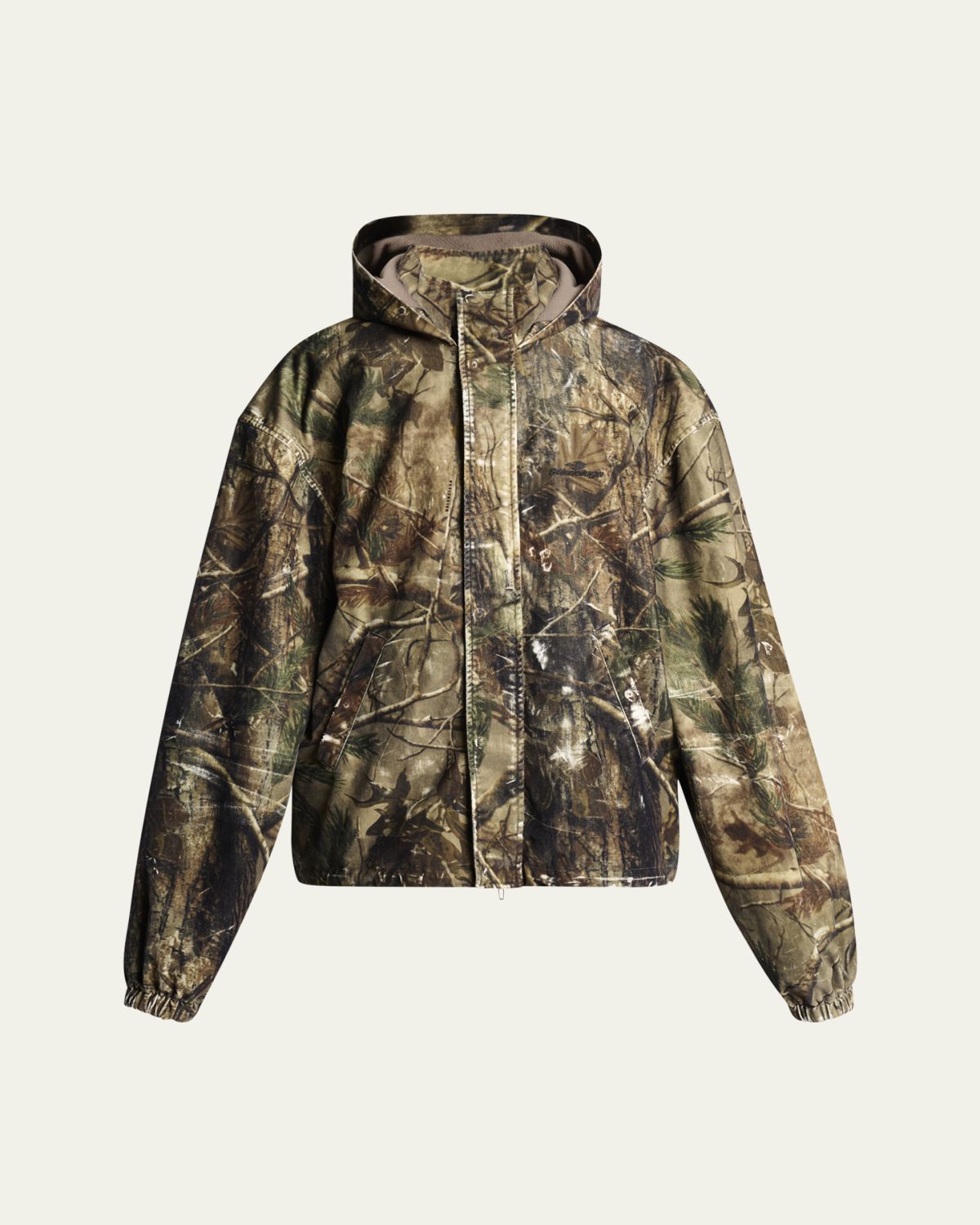 Balenciaga Men's Camouflage Flocked Cotton Hooded Jacket