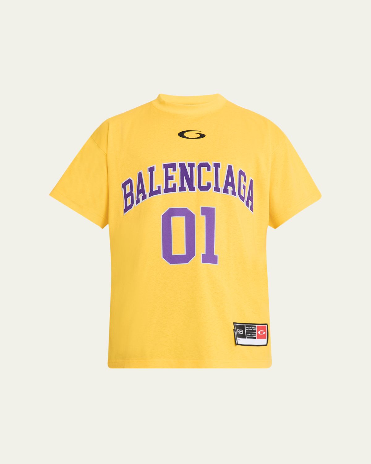 Balenciaga Men's Basketball Logo Oversized Fit T-Shirt