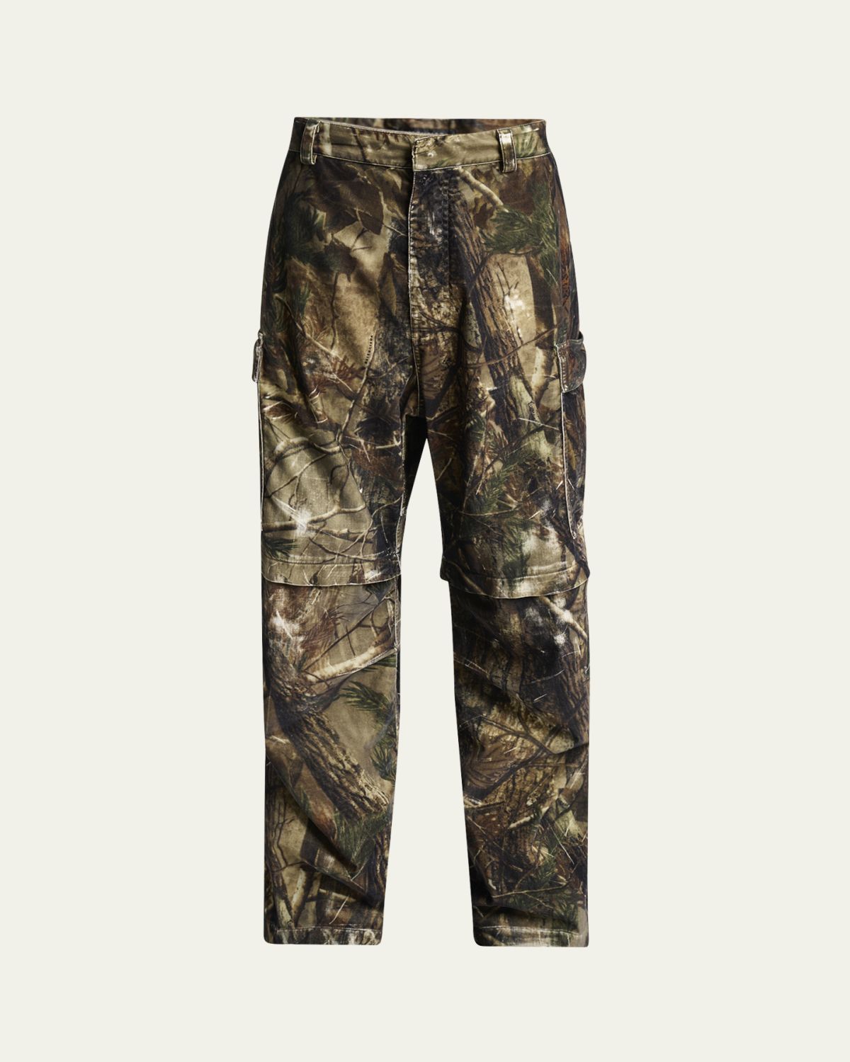 Balenciaga Men's Camouflage Flocked Cotton Relaxed-Fit Cargo Pants