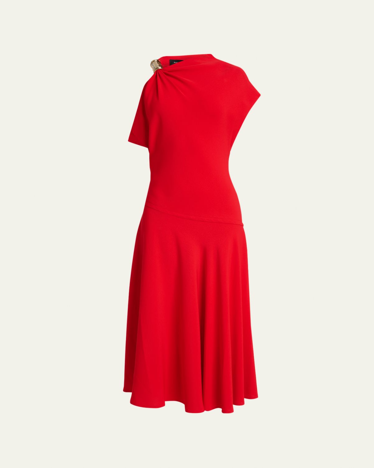 Proenza Schouler Rue Gathered Shoulder Crepe Midi Dress