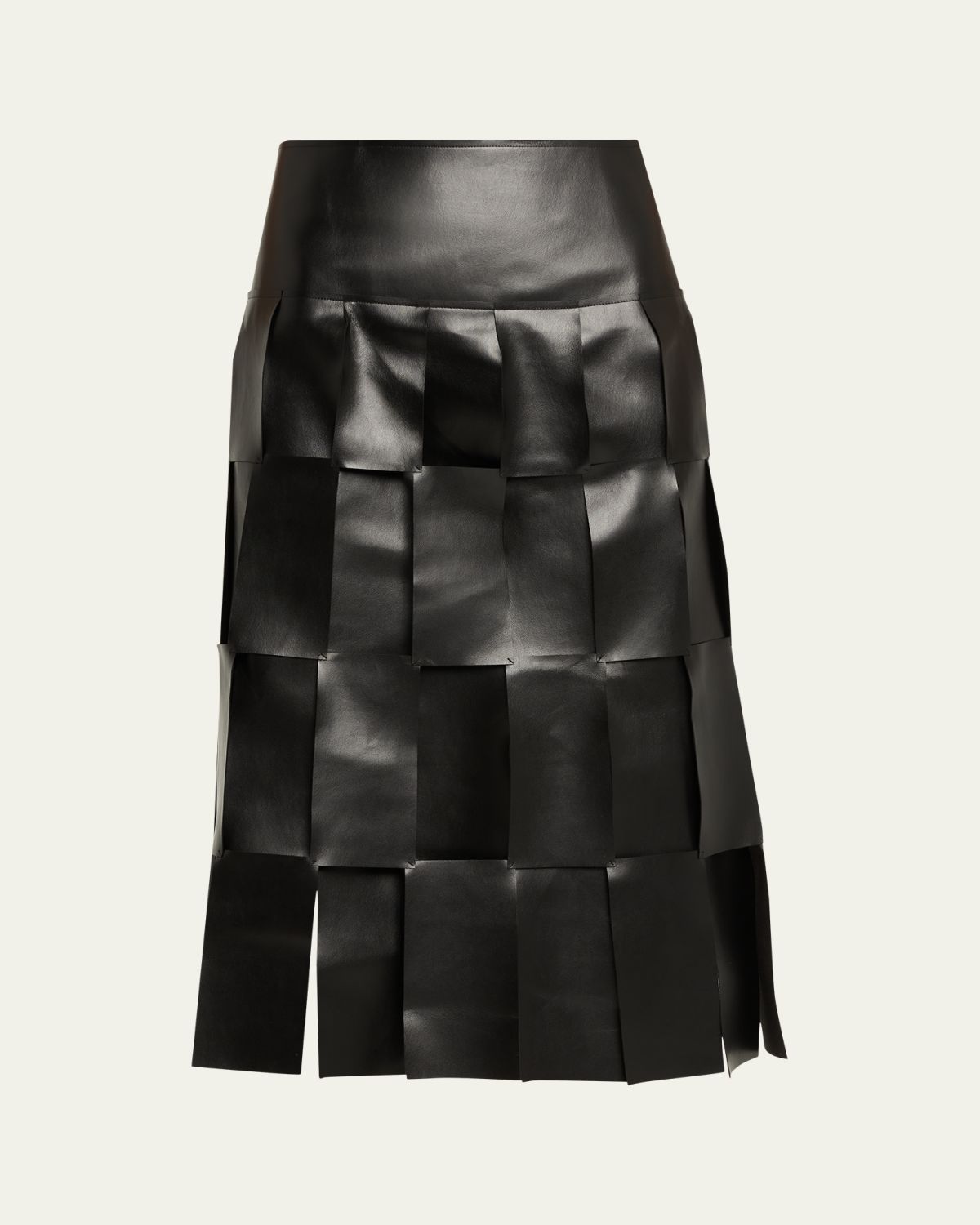 A.W.A.K.E. MODE Faux Leather Multi-Rectangle Midi Skirt