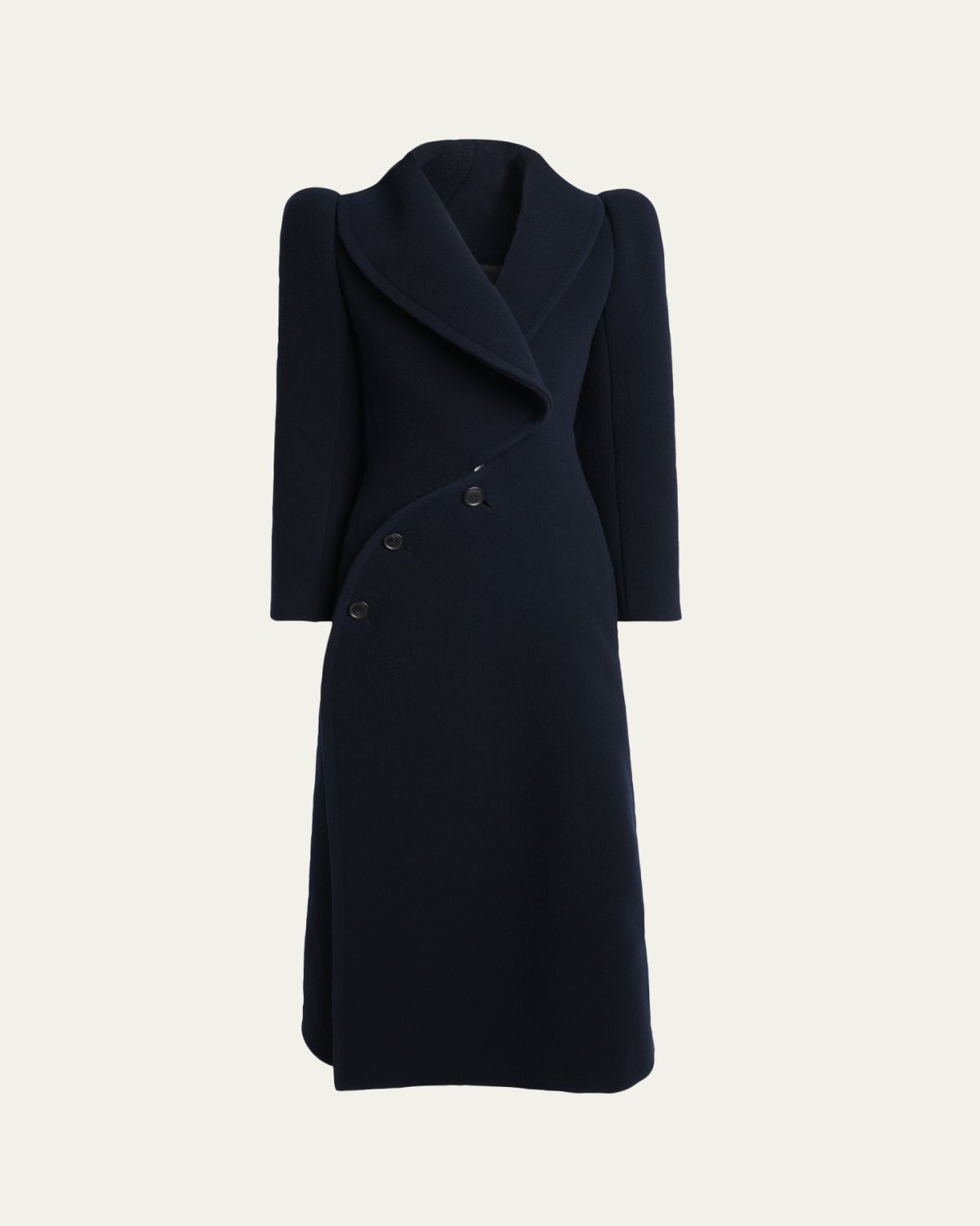 ALAIA Curved Double-Breasted Long Coat