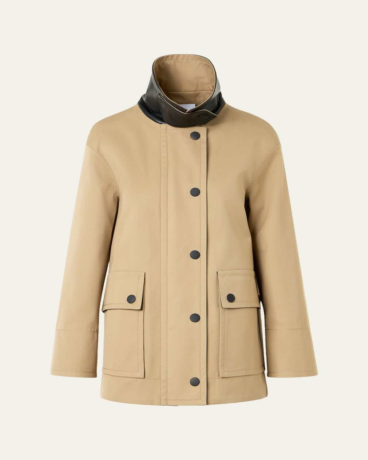 Akris punto Faux-Leather Collar Cotton Gabardine Parka Jacket