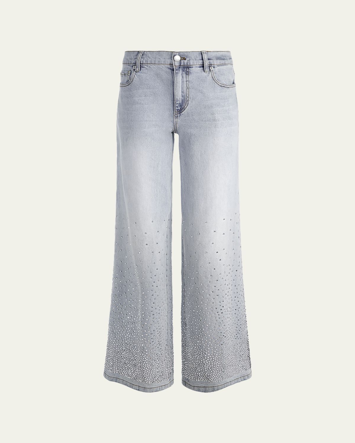 ALICE + OLIVIA Amazing Embellished Wide-Leg Jeans