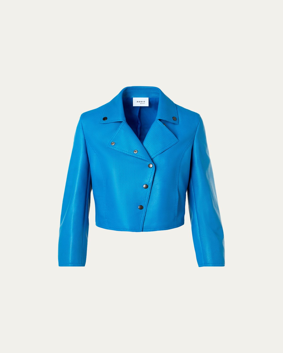 Akris punto Perforated Leather Crop Moto Jacket