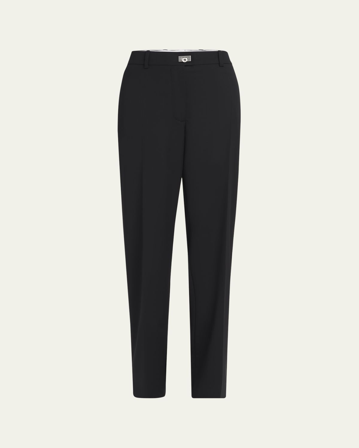 Ferragamo Turn-Lock Crepe Straight-Leg Pants