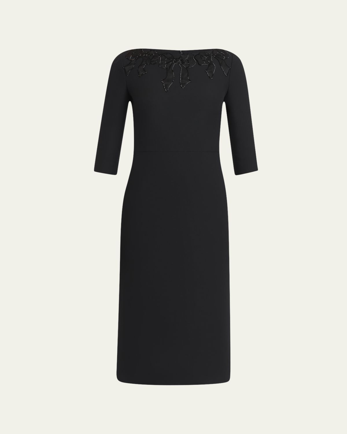 Valentino Garavani Bow Embroidered Wool Silk Midi Dress