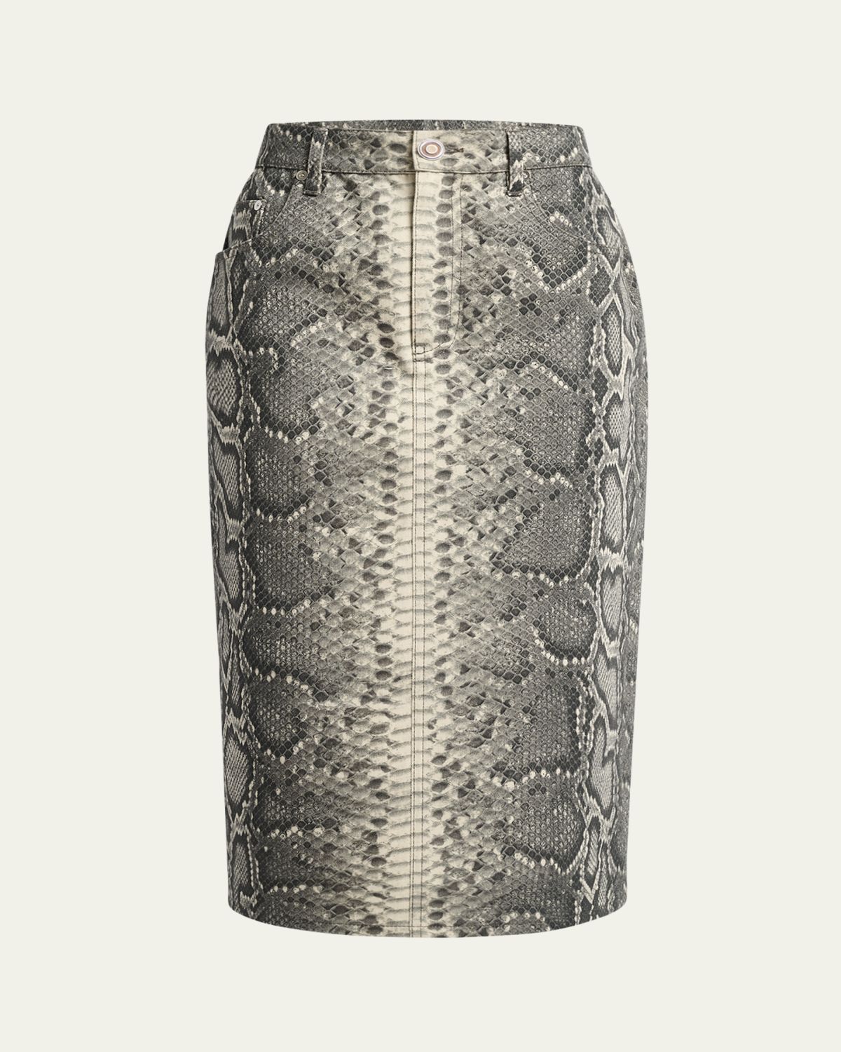 Gabriela Hearst Adalaide Snakeskin-Print Denim Midi Skirt