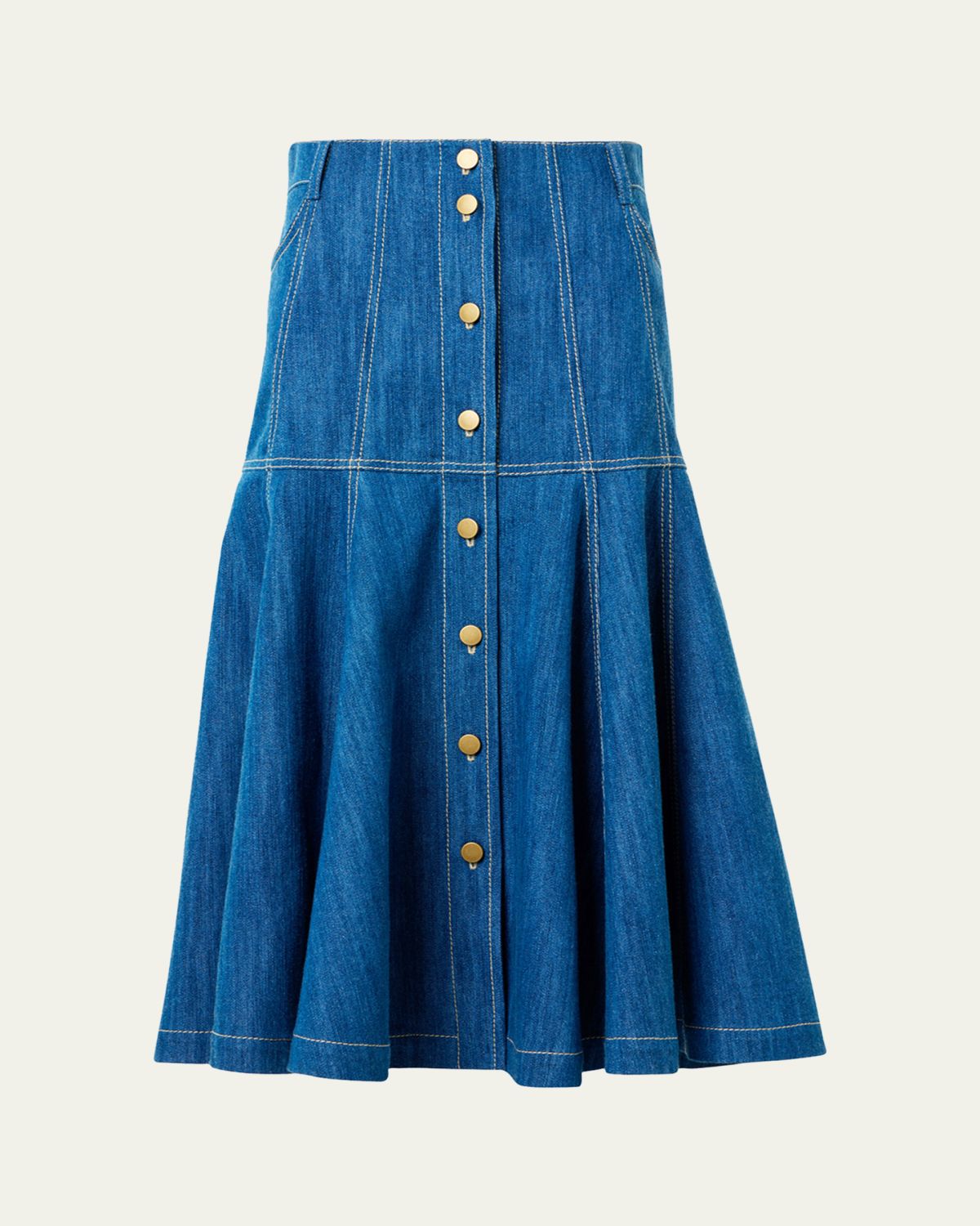 Akris punto Paneled Denim Midi Skirt