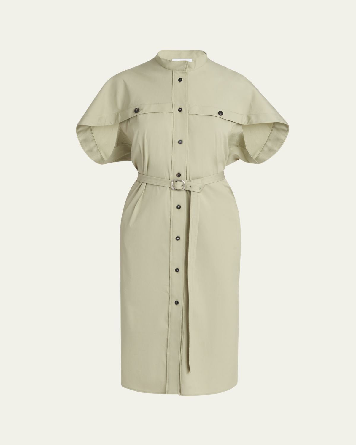 Ferragamo Belted Cotton Poplin Midi Utility Dress