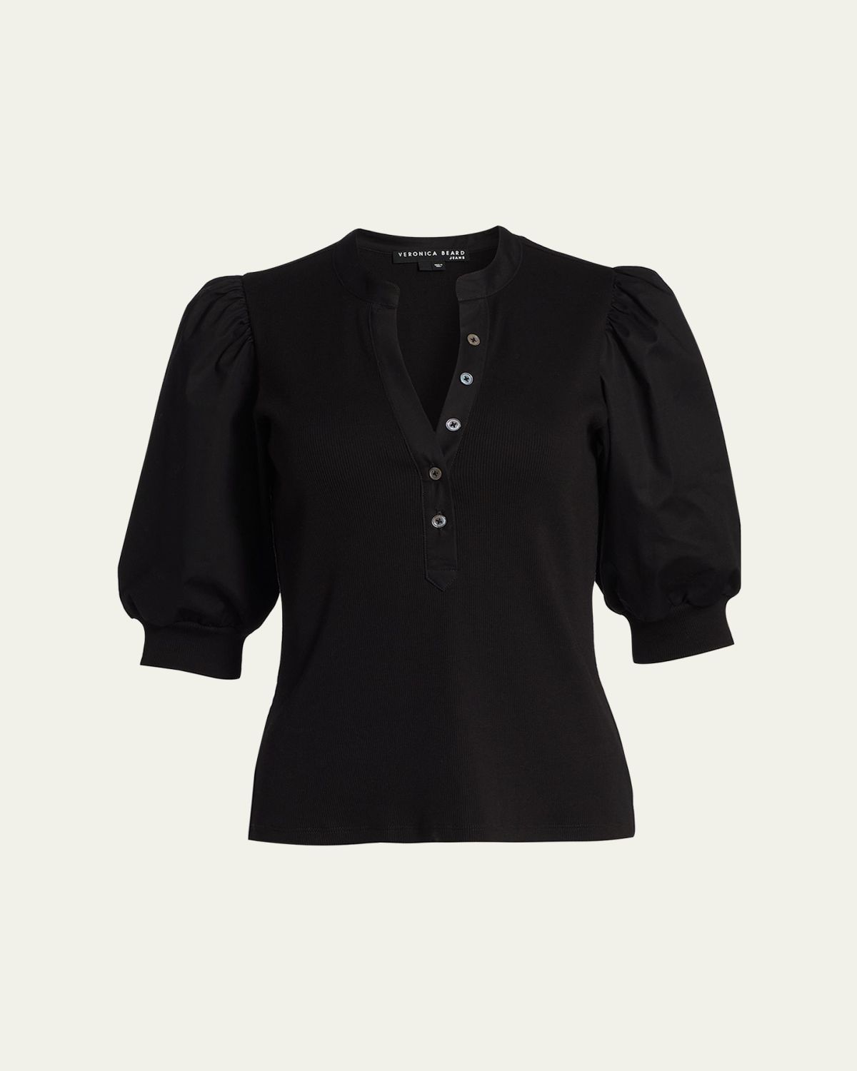 Veronica Beard Coralee Puff Sleeve Button-Front Top