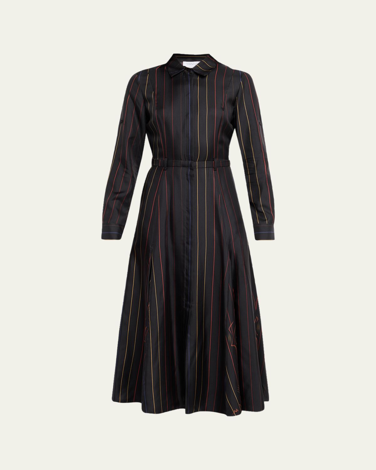 Gabriela Hearst Galway Striped Silk Belted Midi Shirtdress