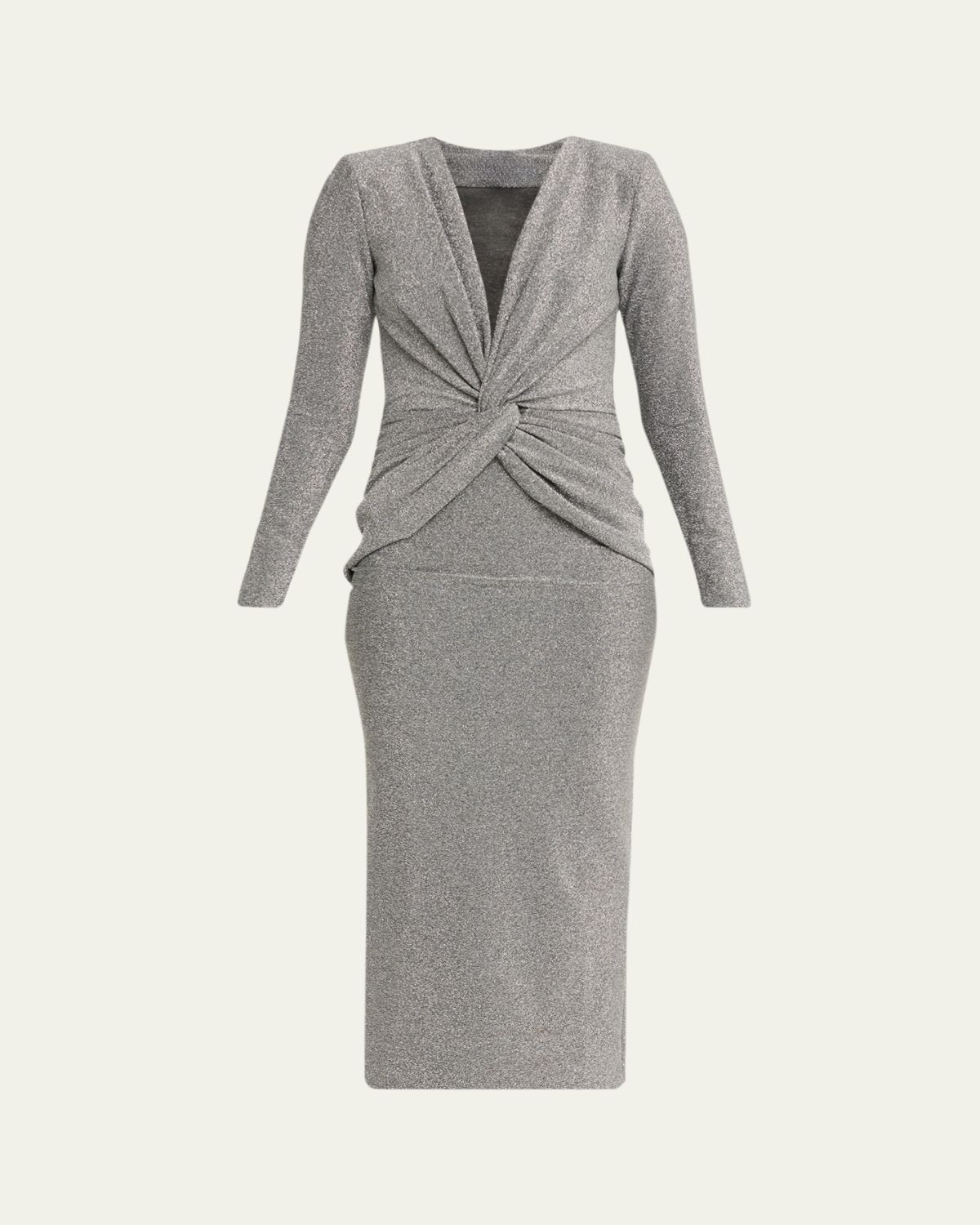 Chiara Boni La Petite Robe Jarra Twist-Front Shimmer Bodycon Midi Dress
