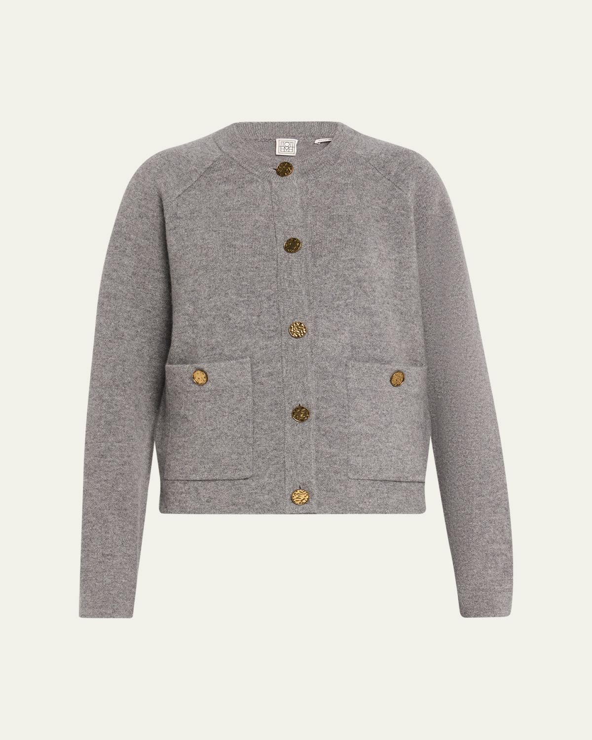 Toteme Cashmere-Wool Hammered Button Cardigan